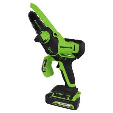 Цепная мини пила аккумуляторная Greenworks G24MCS10, 24V, 10см, c 1хАКБ 4Ач и ЗУ (2008207UB)