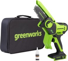 Цепная мини пила аккумуляторная Greenworks GD24CSMNX, 24V, 15см, бесщеточная, без АКБ и ЗУ (2008707)