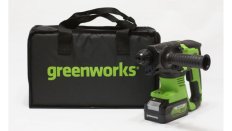 Перфоратор акк. Greenworks GD24SDS2, 24V,б/щет, 2 Дж, 4500 уд/мин, 24 мм, с 1хАКБ 4Ач и ЗУ, сумка (3803007UB)