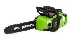 Цепная пила аккумуляторная Greenworks GD40CS18, 40V, 40 см, бесщеточная, до 1,8 КВт, с 1хАКБ 4Ач и ЗУ (2005807UB)