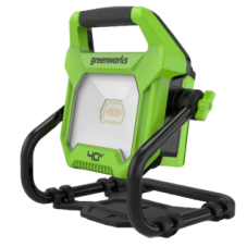 LED-прожектор Greenworks G40WLH с гибридным питанием, 40V / 220V, 1000/2000 лм, крюк для подвеса, крепление на стену, кабель 30 см, без АКБ и ЗУ (3503907)