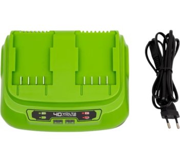 Быстрое зарядное устройство для 2-х аккумуляторов Greenworks G40UC8,40V (2938807)