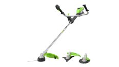 Триммер аккумуляторный Greenworks TB201H, 82V, 2,0 кВт, 46 см, c трехлопастным ножом и кусторезом, бесщеточный, с 1хАКБ 8 Ач и ЗУ (2112407UH)
