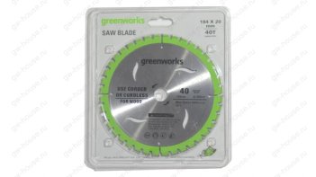 Диск пильный Greenworks 184x20 мм, 40T, по дереву (2943307)